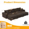 4 Seat Sofa, Deep Seat Couches With Soft Pillows And 3 Ottomans, Convertible Sofa Lounge Chair, For Living Room - Camel - Image 10