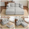 Double Chaise Lounge Set With Reversible Ottoman Soft Corduroy Fabric, Storage Ottomans, USB Port - Gray - Image 5