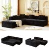 Modular Sectional Couches For Living Room With Deep Seat, L Shape Cloud Sofa Couch, High Density Memory Foam, Boneless Upholstered Couchesy - Black - Image 4