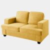 Modern Loveseat, Comfortable 2 Seater Couch With Deep Seating, Loose Back Cushions, Wide Arms - Mustard Yellow - Image 3