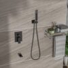 Oil Rubbed Bronze Shower System With Waterfall Tub Spout, 12" Ceiling Mount, Stainless Steel And Brass - Oil-Rubbed Bronze - Image 5