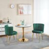 Modern Dining Chair (Set of 2) With Velvet Backrest And Golden Iron Tube Legs - Green - Image 4