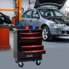 6 Drawer Multifunctional Tool Cart With Wheels, Metal Rolling Tool Cart Storage For Garage Workshop Warehouse Repair Shop With Stainless Steel Roof - Black / Red - Image 14