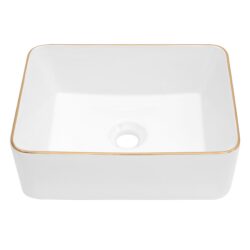 Rectangular, Vessel Bathroom Sink - White