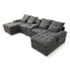 Contemporary U Shaped Sofa With Console And Cupholders Fabric, 6 Seat Living Room Sleeper Couch With Chaise - Gray - Image 4