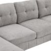 U Shaped Sectional Sofa Couch With Dual Chaise Lounges, Storage Pockets And Armrest Pillows - Gray - Image 21