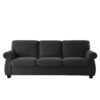 Soft Sofa, Upholstered 3 Seater Couch With High Density Foam, Loose Back Cushions And Turned Legs - Black - Image 3