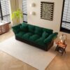 Queen Pull Out Sofa Bed, 3 In 1 Convertible Sleeper Tufted Sofa With 2 Soft Pillows - Green - Image 6