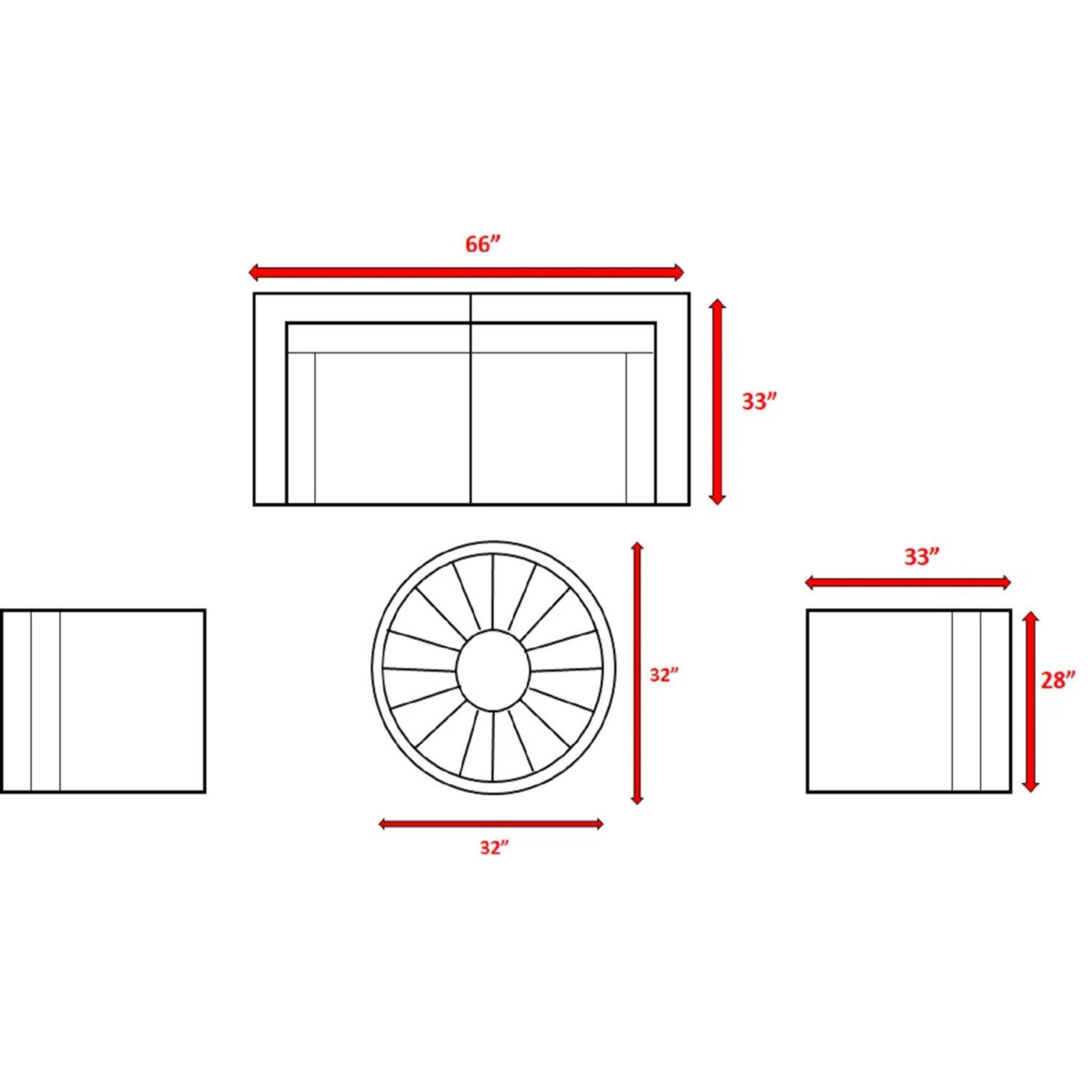 Outdoor Loveseat Set With Cushions And Fire Pit - Gray Mix - Image 4