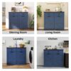Double Tilt Out Trash Cabinet For 20 Gallon Trash Cans, Barn Door Laundry Sorter Cabinet - Antique Navy Blue - Image 8