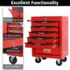 Rolling Metal Tool Chest With 6 Drawers, 20" Steel Storage Cabinet With Ball Bearing Slides - Red / Black - Image 7
