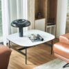 Modern Rectangular Rock Plate Coffee Table Open Space Design Golden Metal Frame Minimalist Living Room Center Table For Lounge Office - Black White - Image 4