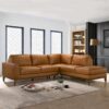 London - Leather Sectional Sofa Right Facing - Tan - Image 5