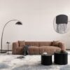 Tofu Block Sofa Modern Design Fabric Three Seat - Brown - Image 4