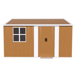 Heavy Duty Storage Shed With Windows, Lockable Door & Ventilation - Brown