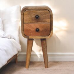 Extra Mini Curved Bedside Table - Oak