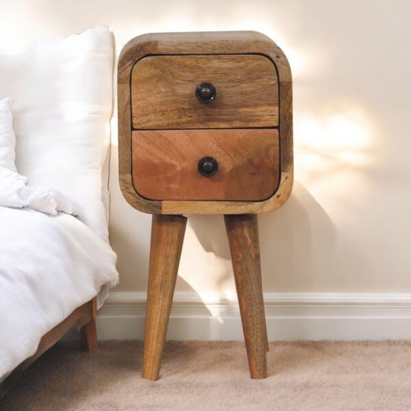 Extra Mini Curved Bedside Table - Oak