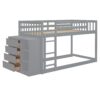 Twin Over Twin Classic Bunk Bed With 4 Drawers And 3 Shelves - Gray - Image 12
