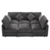 Sectional Sofa Modular Sofa U - Shaped Sofa Couch Sofa Bed L - Shaped Sofa With A Movable Ottoman And Two USB Ports For Living Room - Black - Image 10