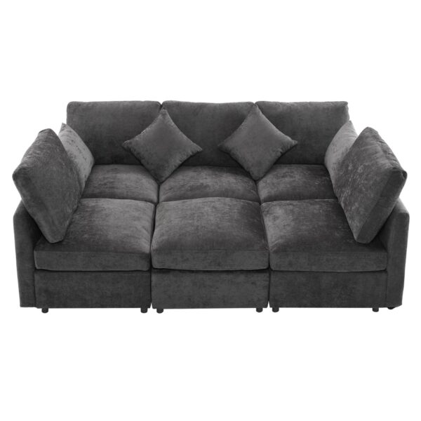 Modular U Shaped Sectional Sofa With USB Ports - Black