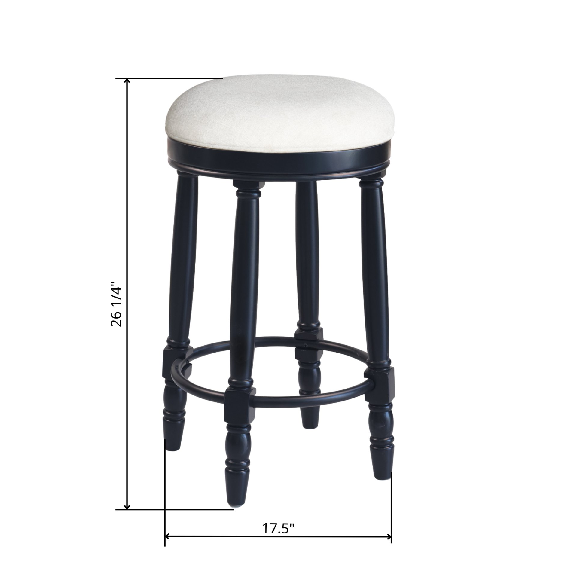 360° Swivel Wooden Barstools, 26" Counter Height (Set of 2) With Fabric Upholstered Seat - Black - Image 3