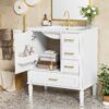 Bathroom Vanity With Sink, Soft Close Door, Built In Shelf Multiple Drawers - White - Image 6