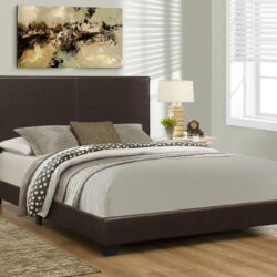 Queen Size Bed, Upholstered, Transitional - Brown