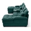 Upholstered U Shaped Sofa With Console And Cupholders Fabric, 6 Seat Sleeper Couch Set With Chaise - Green - Image 7