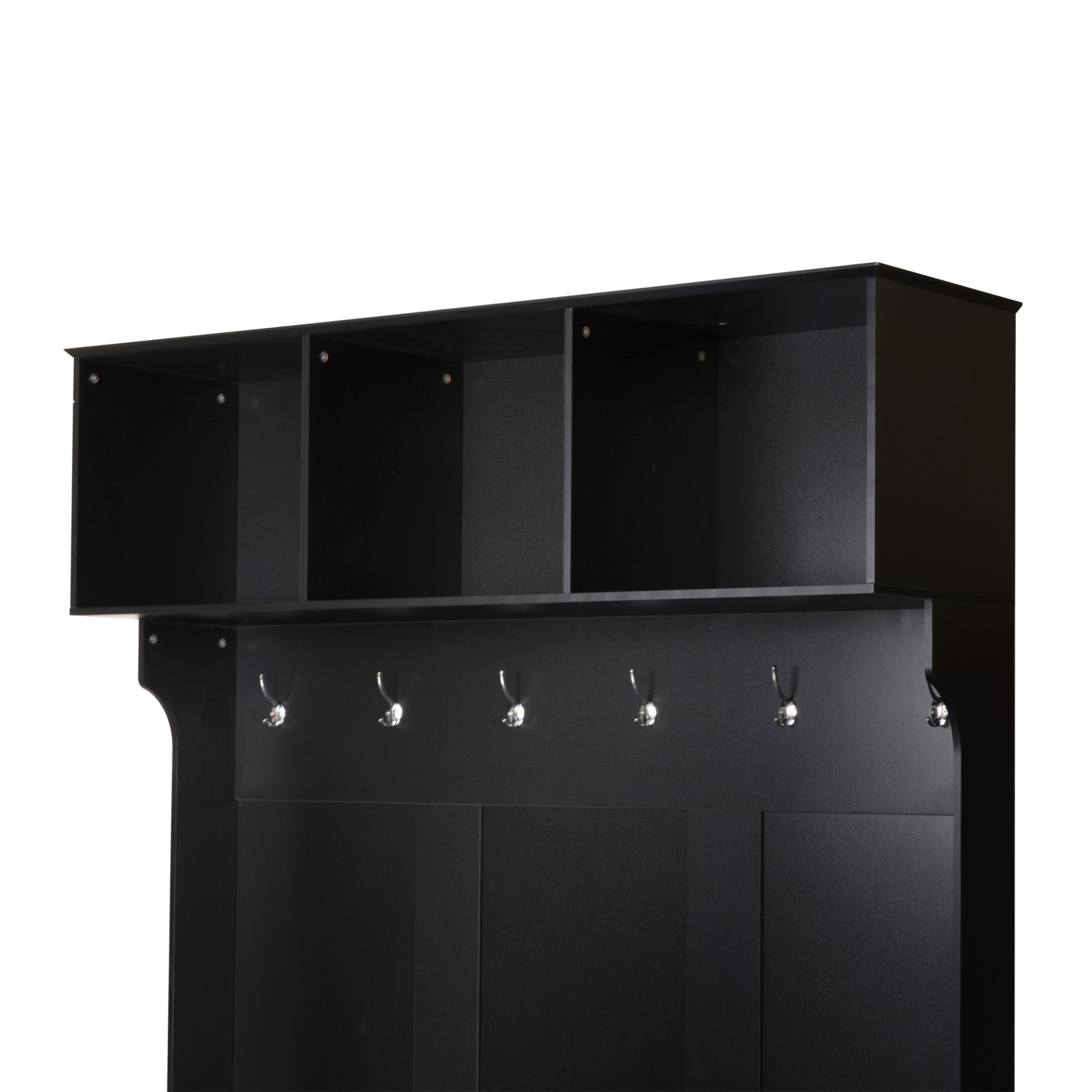 Hall Tree With 6 Hooks, Coat Hanger, Entryway Bench, 3 In 1 Design, A Spacious Drawer For Entrance, Living Room - Black - Image 11