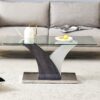 Artistic Rectangular Coffee Table With Tempered Glass Countertop - Gray / White - Image 4