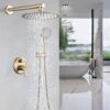 Wall Mounted Shower System With High Pressure Rain Shower Head & 5 Function Handheld - Brushed Gold - Image 5