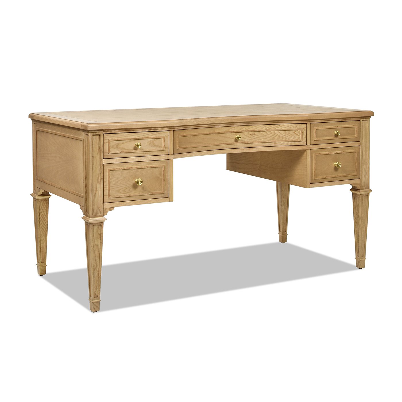 Dauphin - Gold Accent 5 Drawer Executive Desk - Natural Brown - Image 5