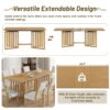 Topmax - 9 Piece Farmhouse Extendable Dining Table Set With 2 Removable Leaves And 8 Upholstered Dining Chairs - Natural - Image 4