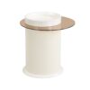 Modern Round Coffee Table (Set of 2), 360 Degree Rotatable Flower Shaped Top With 2 Drawers, Top Circle Side Table End Table With Glass For Living Room - Off White - Image 14