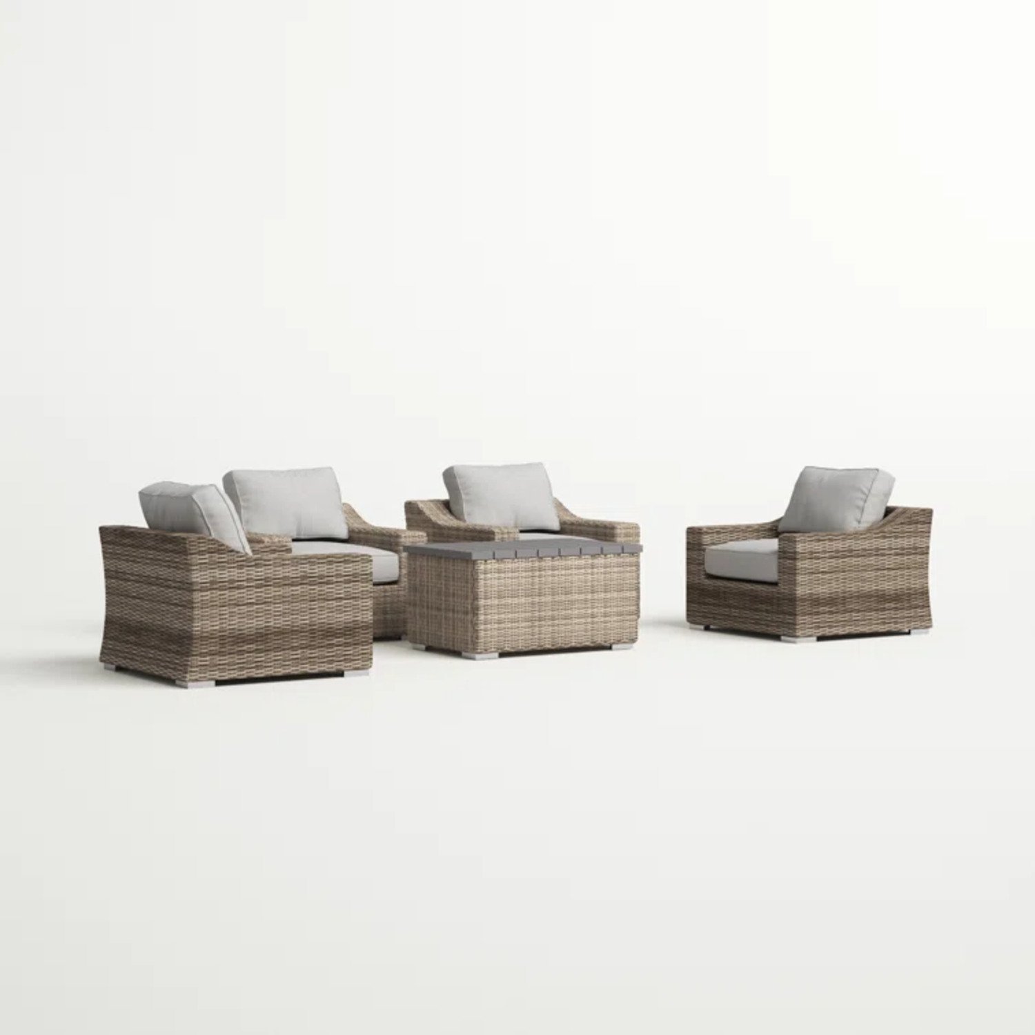 Wicker Sectional Seating Group With Cushions - Gray Mix - Image 6