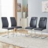 Modern Dining Chairs With Padded Seat And Metal Legs Design Upholstered Side Chairs (Set of 8) - Black - Image 2