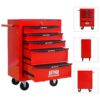 Rolling Metal Tool Chest With 5 Drawers, 20" Steel Storage Cabinet With Ball Bearing Slides - Red / Black - Image 7