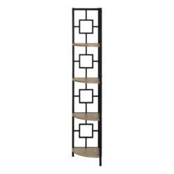 Bookshelf, Bookcase, Etagere, Corner, 4 Tier, For Office, Contemporary & Modern - Taupe