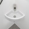 Triangle Porcelain Wall Mount Vessel Sink With Single Faucet Hole & Overflow - White - Image 9