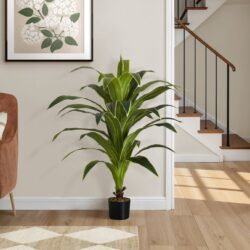 47" Tall, Artificial Plant, Dracaena Tree, Indoor, Faux, Fake, Floor, Greenery, Potted, Real Touch, Decorative - Green / Black