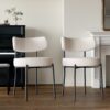 Modern Extendable Dining Table Set For 6 - 8, Curved Backrest Upholstered Chairs With Metal Legs - Gray / White - Image 7