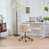 Office Desk Chair, Upholstered Home Office Desk Chairs With Adjustable Swivel Wheels, Ergonomic Office Chair For Living Room, Bedroom, Office, Vanity Study - Beige - Image 13