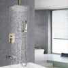 Elegant Shower System High Pressure Rainfall Shower Head With Handheld Spray Stainless Steel - Brushed Gold - Image 2