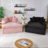 Harbor - Comfortable Luxury Sofa Turtle Fleece Fabric - Pink - Image 8