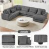 Modern Oversized U Shaped Sectional Sofa With Chaise Lounge - Dark Gray - Image 8