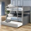 Full Over Full Bunk Bed With Twin Size Trundle - Gray - Image 8