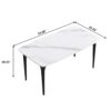 63" Modern Artificial Stone White Curved Black Metal Leg Dining Table, 6 People - White - Image 3
