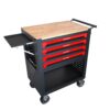 4 Drawers Multifunctional Tool Cart With Wheels And Wooden Top - Black / Red - Image 4