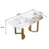 63" Modern Artificial Stone Pandora White Curved Metal Leg Dining Table, 6 People - Antique White - Image 3