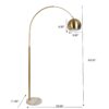 Oasis - Long Arm Gold Adjustable Floor Lamp With Round Marble Base - Gold / White Marble - Image 6